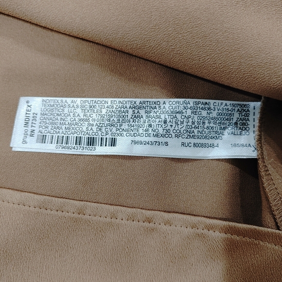 Zara satin champagne bronze long sleeve blouse with buttons. Size S - Picture 7 of 11